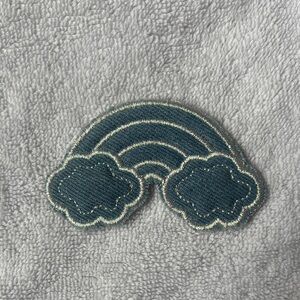 Stoney Clover Lane Demim Rainbow Embroidered Patch with Puffy Clouds